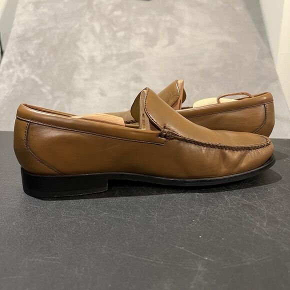 Cole Haan Moc Toe Loafers Mens 10 M Cognac Brown Leather Slip On Casual Dress - Picture 6 of 11